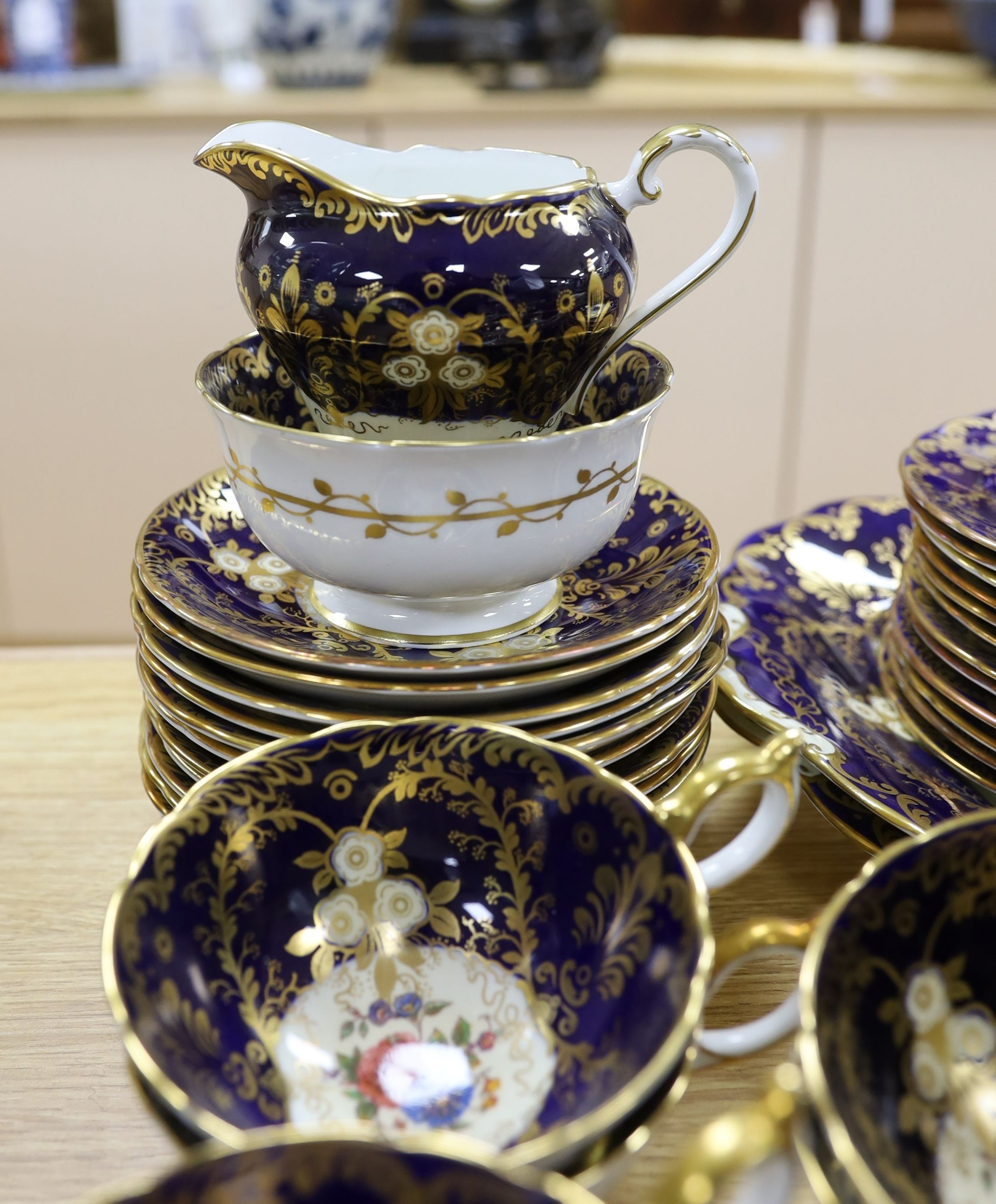 An Aynsley Royalty deco tea set and a Noritake dish